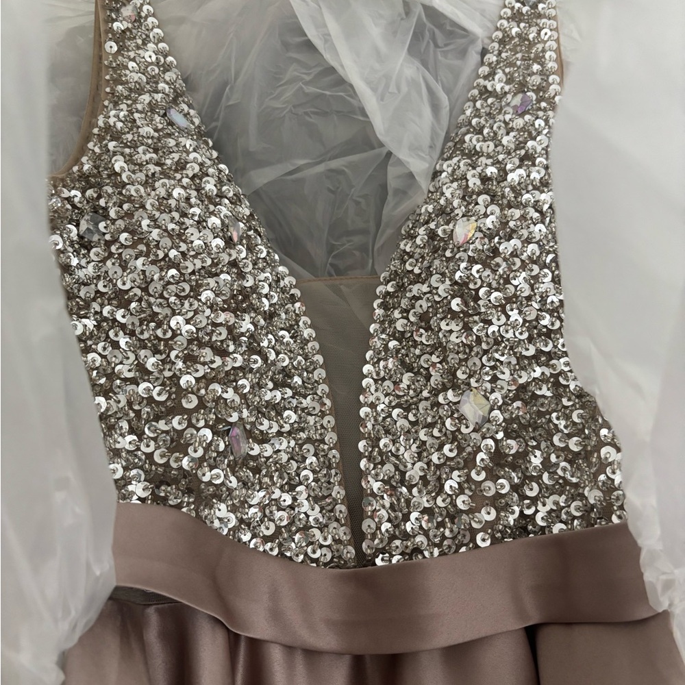 Sequin Embellished Champagne/Brown Gown - Picture 2 of 6